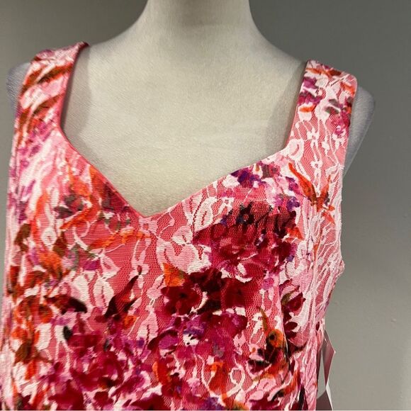 Floral Pink Sleeveless midi Dress size 12 - Picture 2 of 13